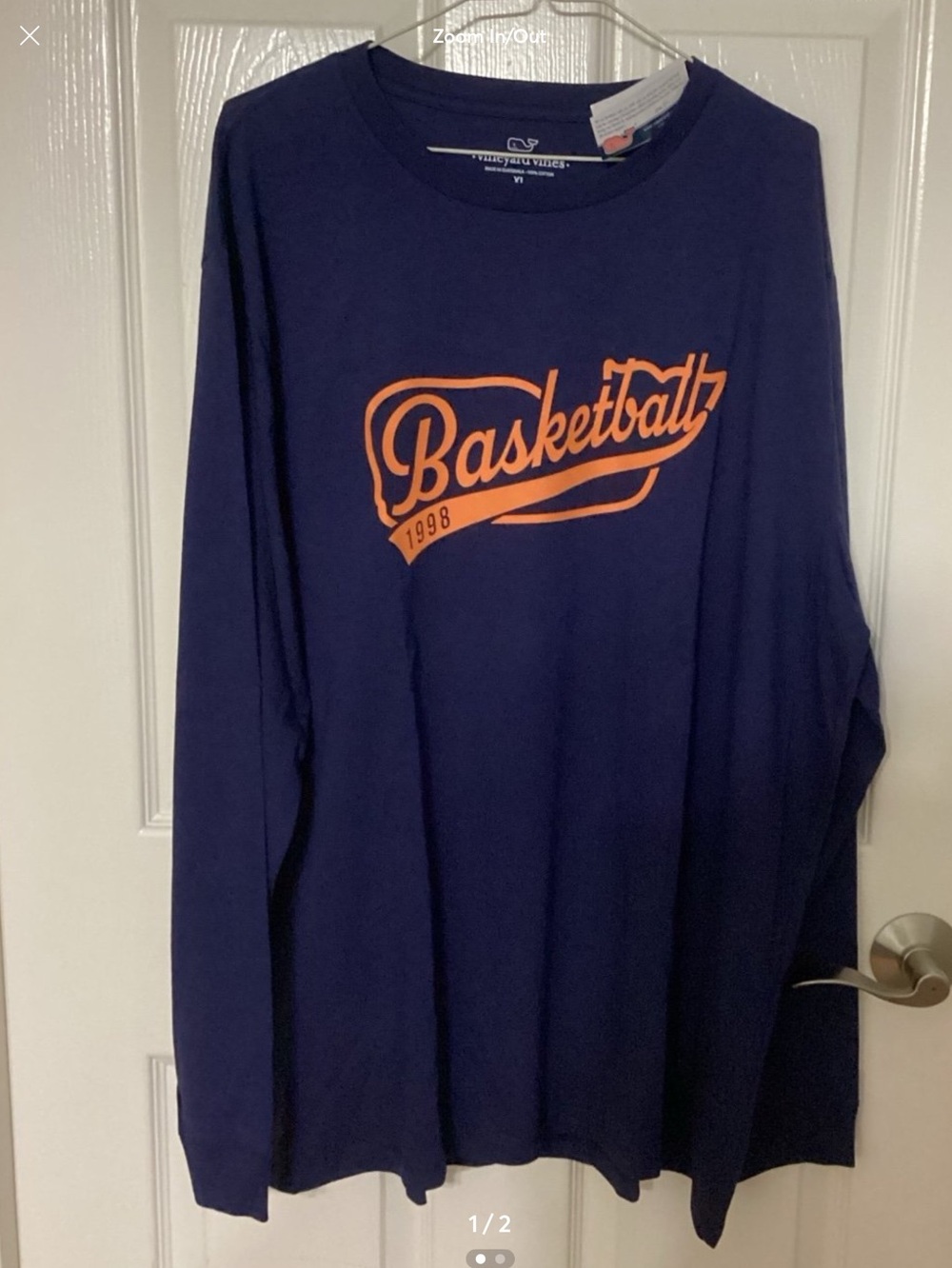 Vineyard Vines Nautical Navy Varsity Basketball Whale LS Tee Choose Large or XL